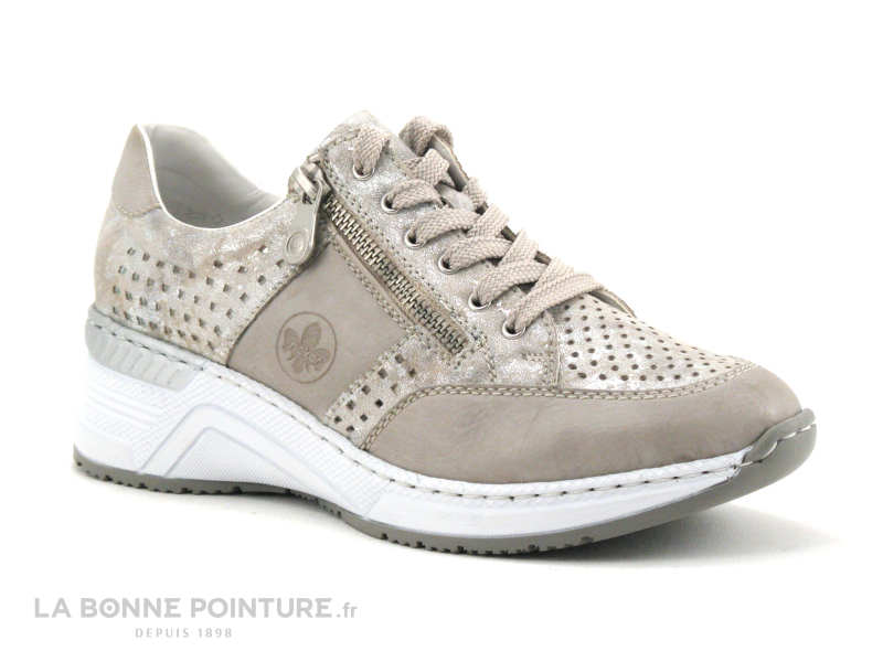 Rieker N4327-80 Beige Metallic - Basket Mode Femme 1 Rieker N4327-80 Beige Metallic - Basket Mode Femme