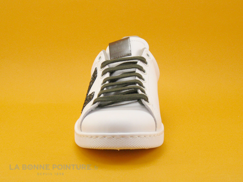 Victoria 125244 Blanc - Glitter - Lacet Kaki - Basket Basse Femme 2 Victoria 125244 Blanc - Glitter - Lacet Kaki - Basket Basse Femme – Image 2