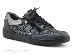 Moran's Morans KARTE Noir Argent - Basket Basse Femme En Cuir Avec Zip