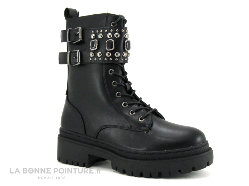 The Divine Factory HX4703 Noir - Bottine Rangers - Laniere Avec Clous Et Perles 5 The Divine Factory HX4703 Noir - Bottine Rangers - Laniere Avec Clous Et Perles – Image 5