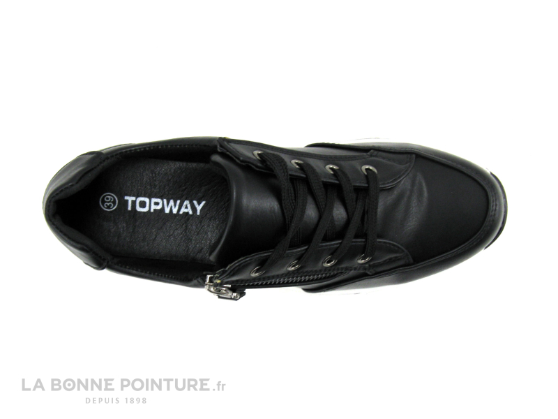 TopWay B775860 Black - Basket Noire Femme Zip Et Lacet 3 TopWay B775860 Black - Basket Noire Femme Zip Et Lacet – Image 3